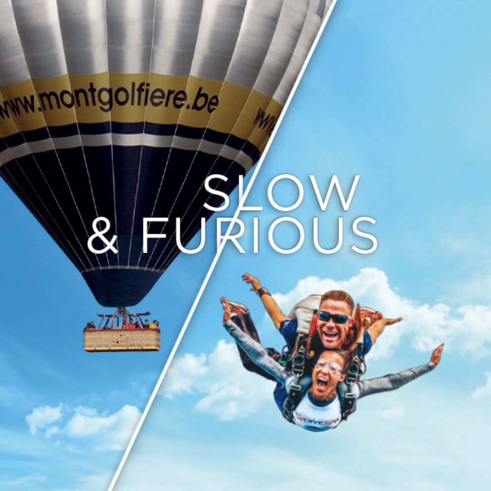 Tandemsprong «Slow / Furious» met Foto/video reportage + Ballon vlucht
